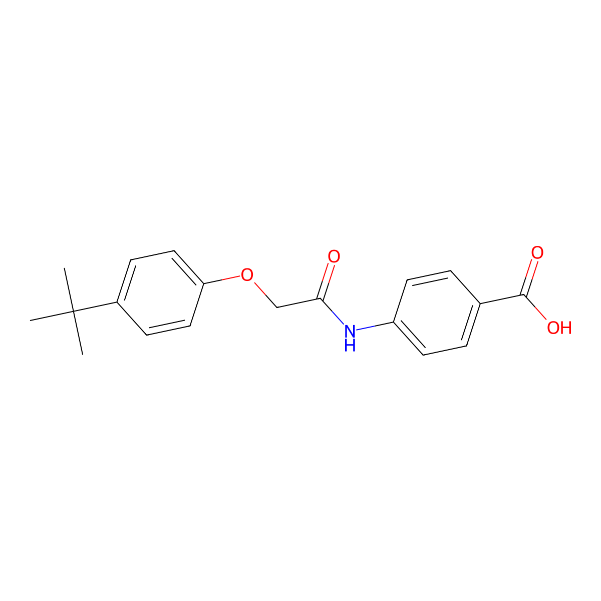 4-(2-(4-(Tert-butyl)phenoxy)acetamido)benzoic acid molecular structure, CAS 301690-26-6