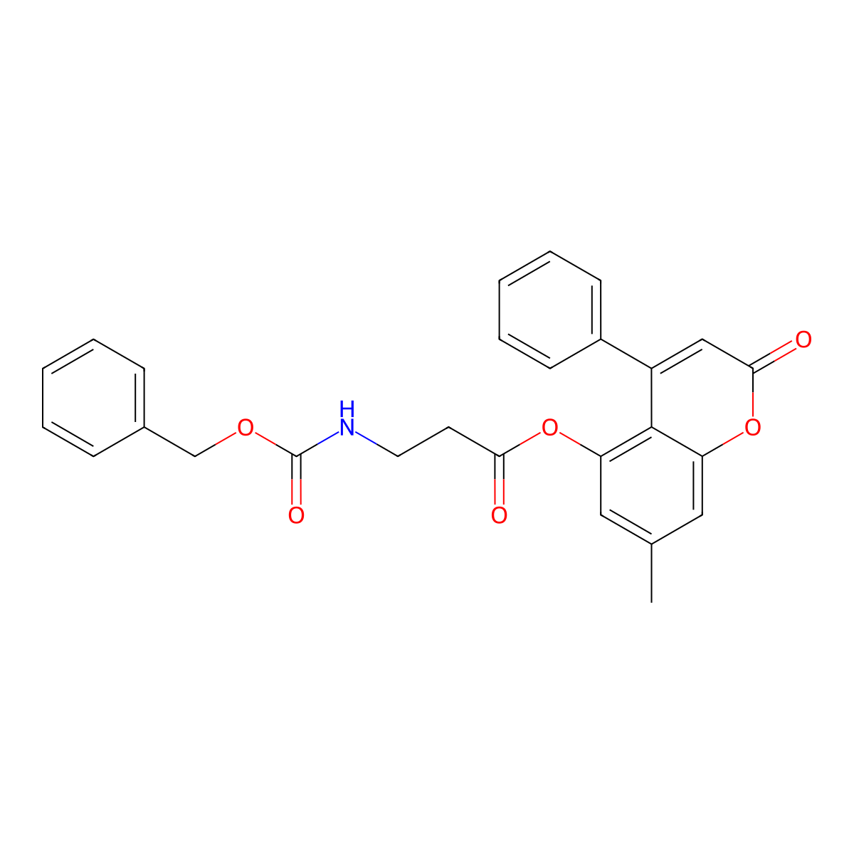 7-methyl-2-oxo-4-phenyl-2H-chromen-5-yl N-[(benzyloxy)carbonyl]-beta-alaninate molecular structure, CAS 301690-76-6