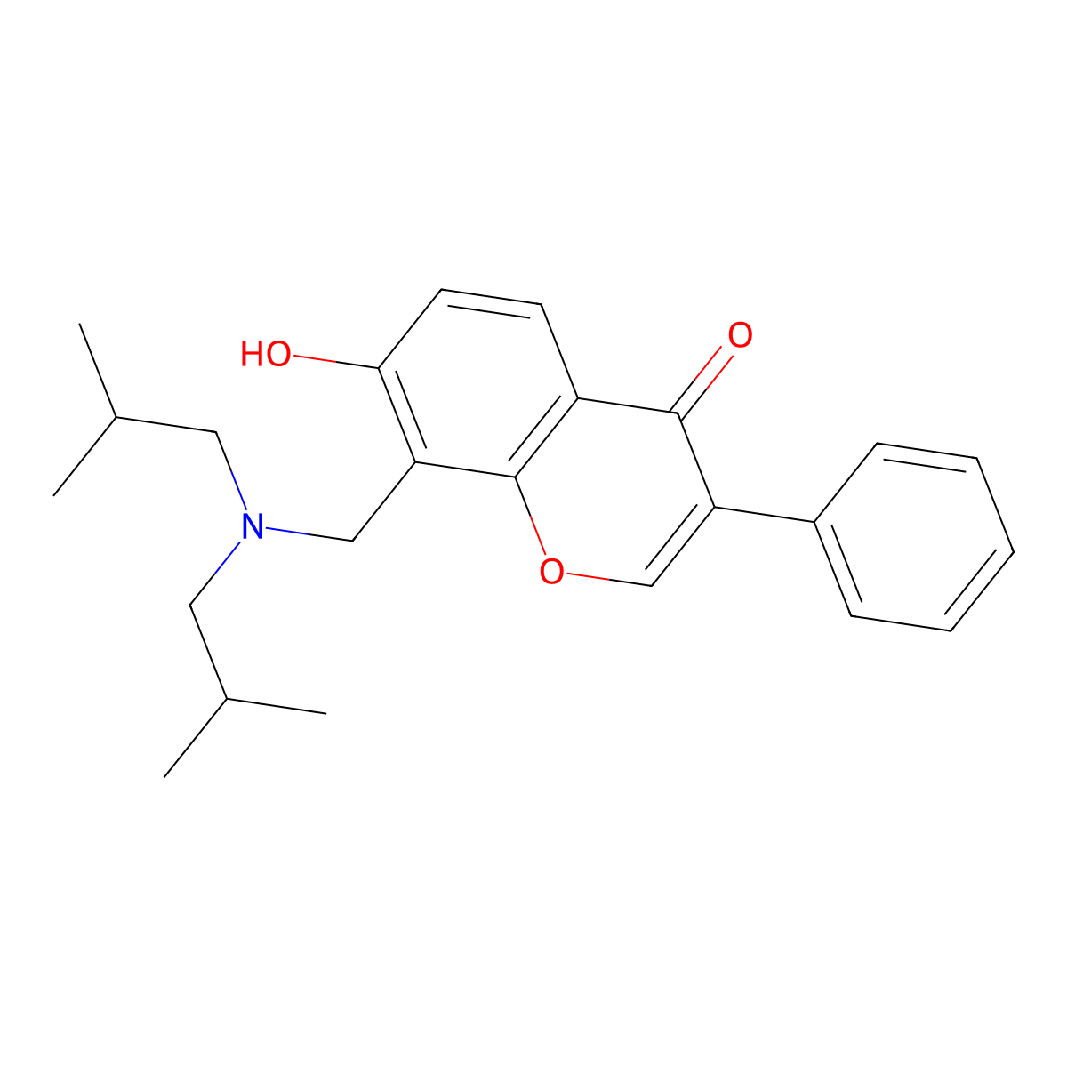8-((Diisobutylamino)methyl)-7-hydroxy-3-phenyl-4H-chromen-4-one molecular structure, CAS 301691-70-3