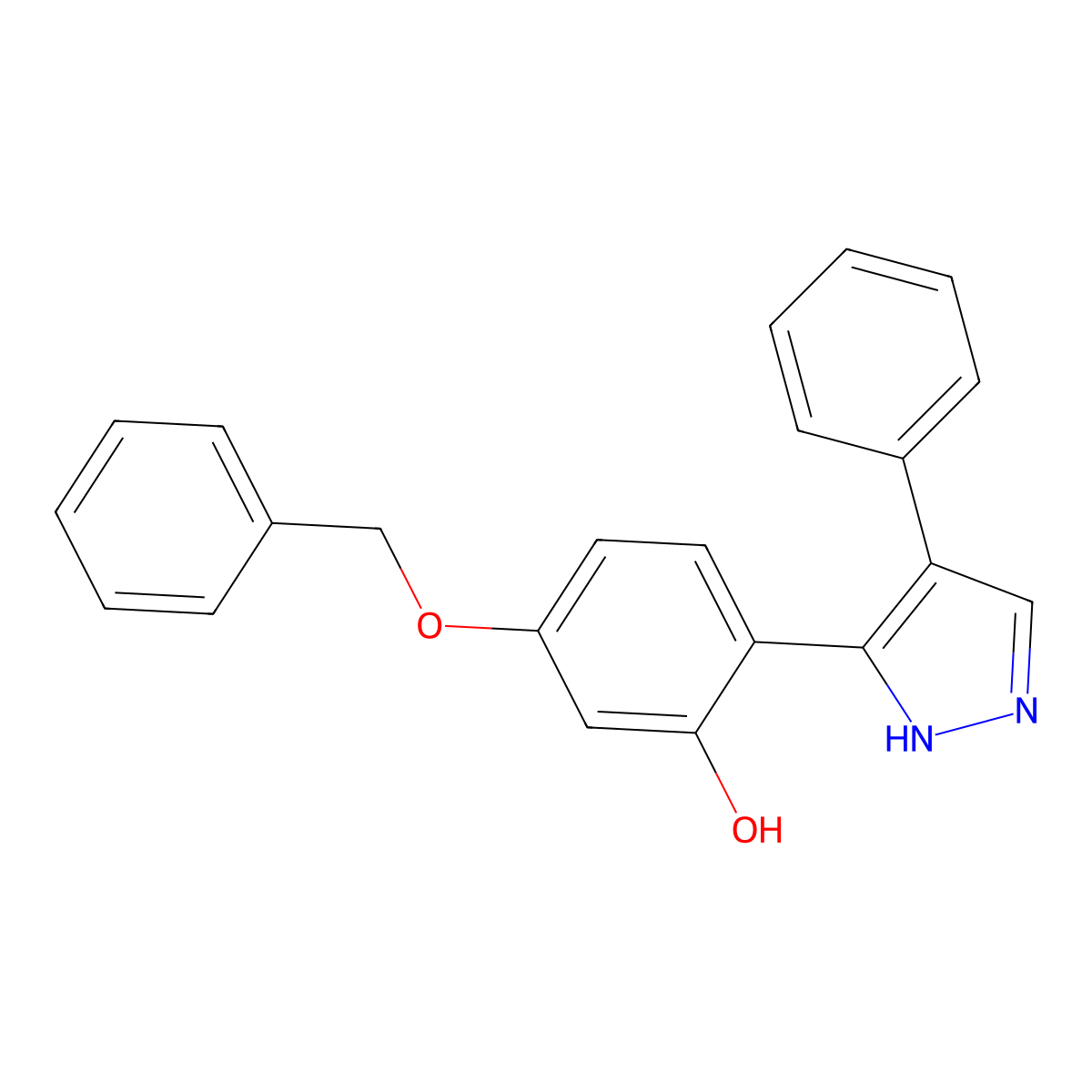 5-(benzyloxy)-2-(4-phenyl-1H-pyrazol-5-yl)phenol molecular structure, CAS 301691-74-7