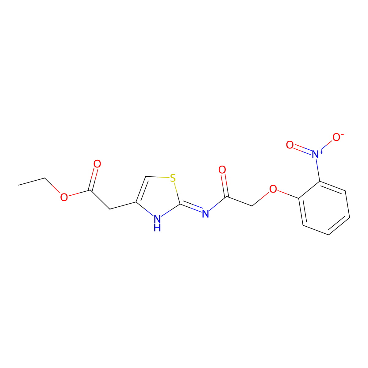 Ethyl 2-[2-[[2-(2-nitrophenoxy)acetyl]amino]-1,3-thiazol-4-yl]acetate molecular structure, CAS 301692-81-9