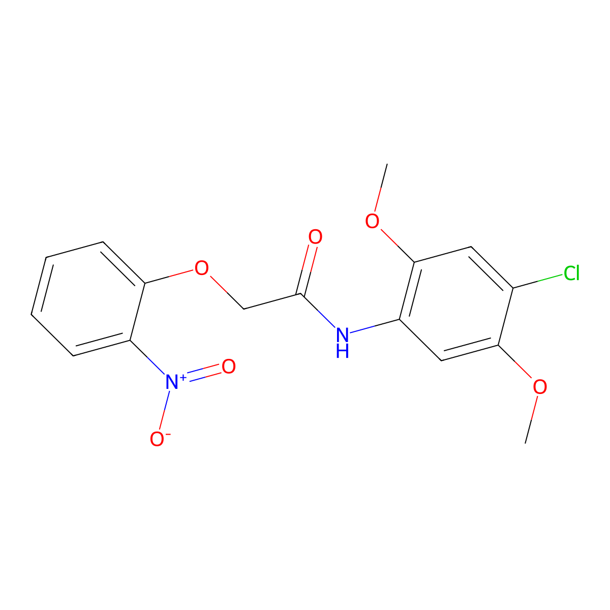 N-(4-chloro-2,5-dimethoxyphenyl)-2-(2-nitrophenoxy)acetamide molecular structure, CAS 301693-01-6