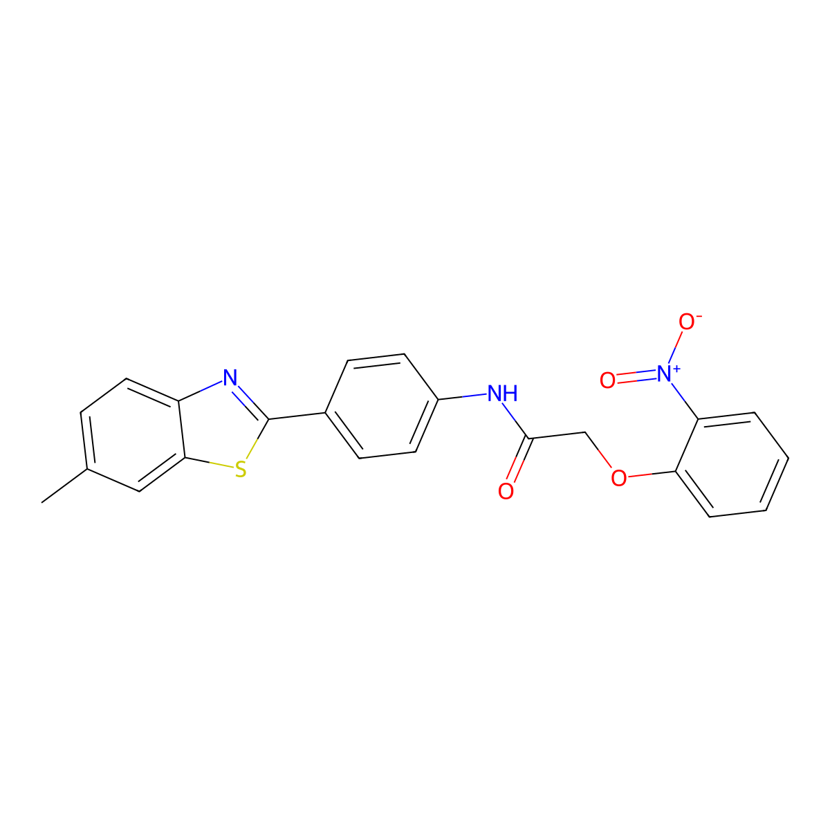 N-[4-(6-methyl-1,3-benzothiazol-2-yl)phenyl]-2-(2-nitrophenoxy)acetamide molecular structure, CAS 301693-17-4