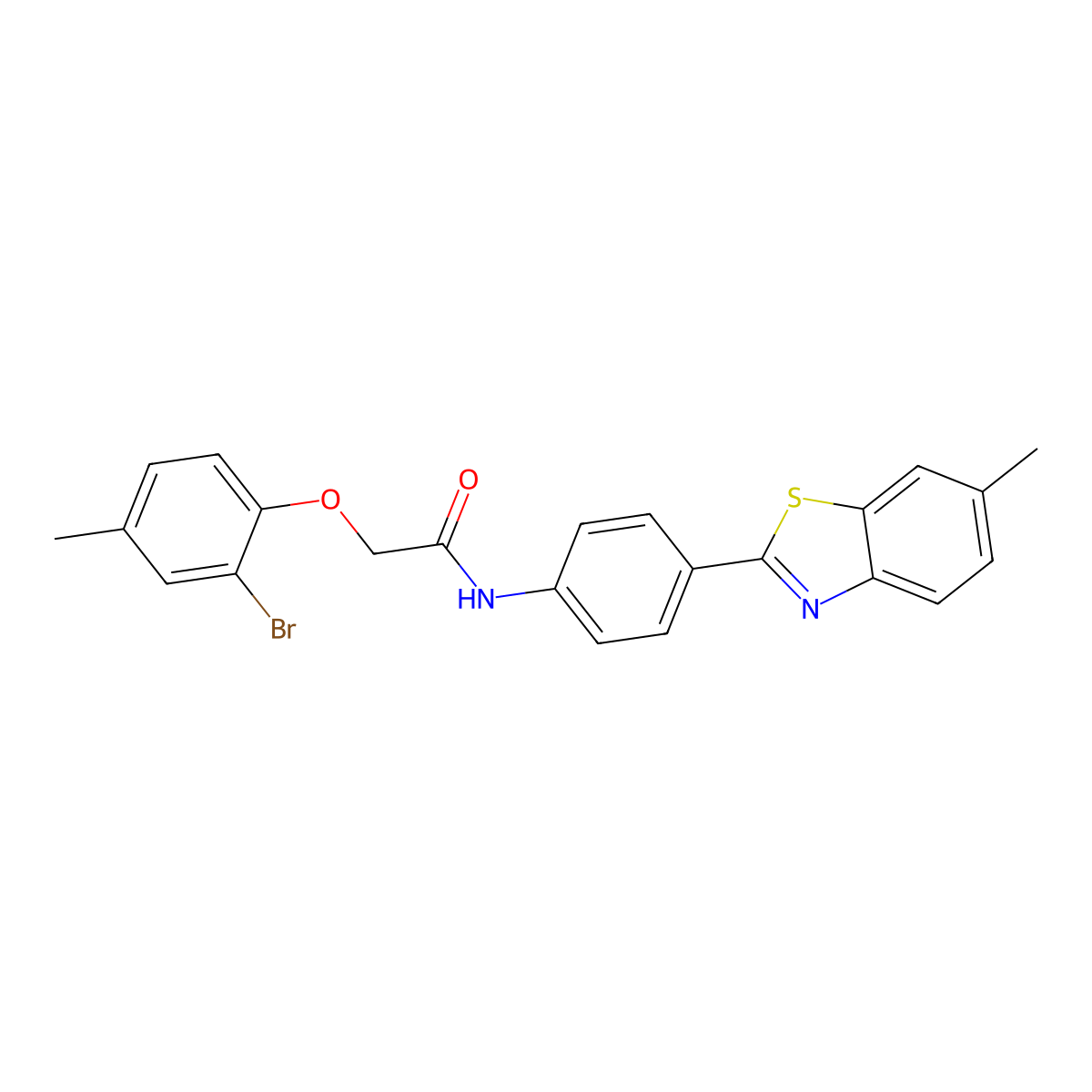 2-(2-bromo-4-methylphenoxy)-N-[4-(6-methyl-1,3-benzothiazol-2-yl)phenyl]acetamide molecular structure, CAS 301693-27-6