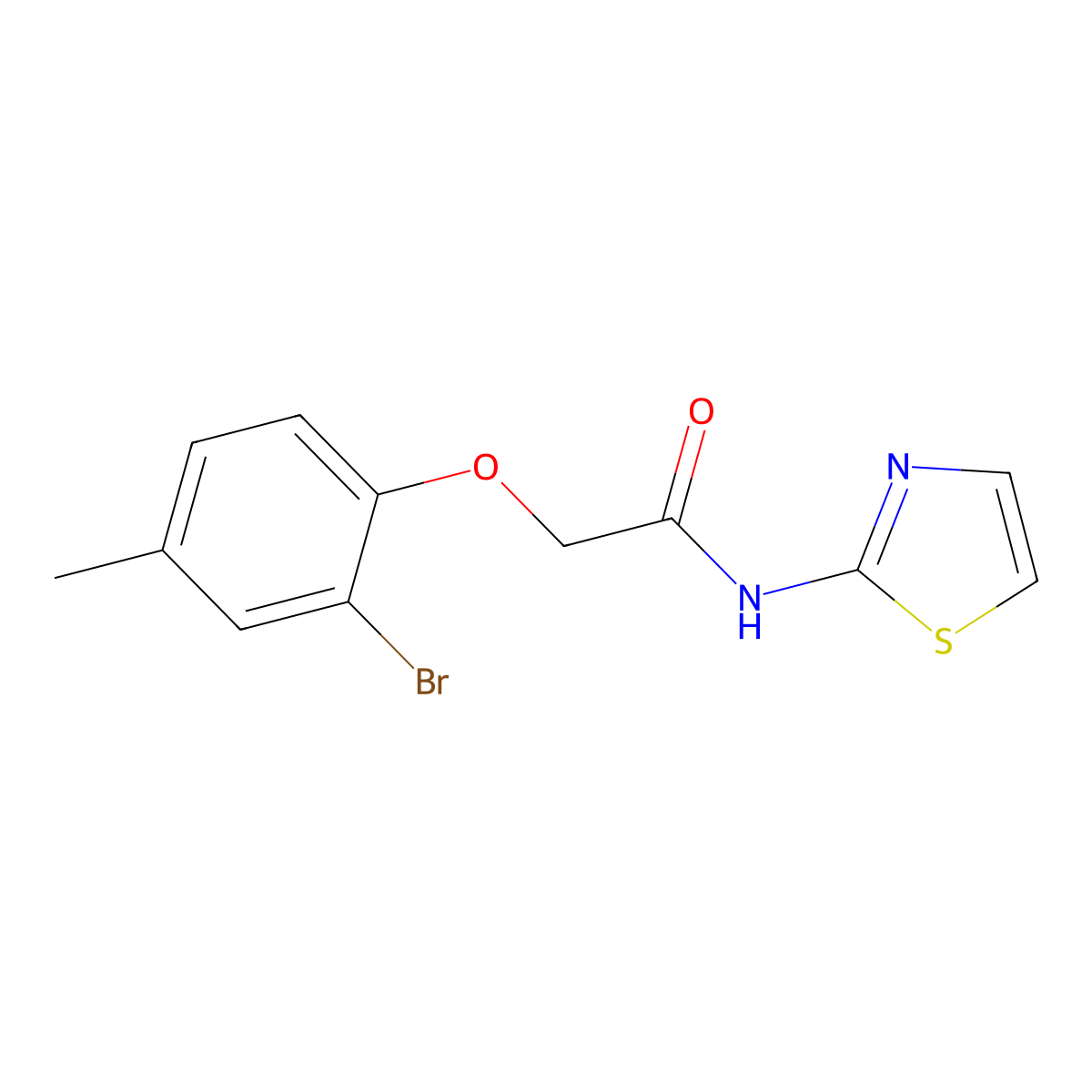 2-(2-bromo-4-methylphenoxy)-N-(1,3-thiazol-2-yl)acetamide molecular structure, CAS 301693-49-2