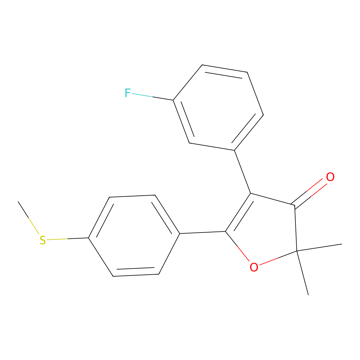 4-(3-Fluorophenyl)-2,2-dimethyl-5-(4-(methylthio)phenyl)furan-3(2H)-one molecular structure, CAS 301693-50-5