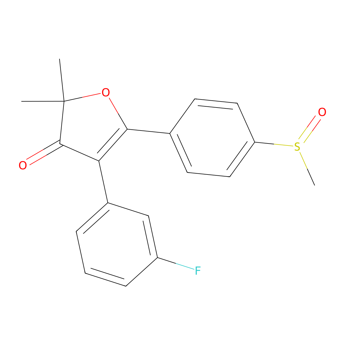 4-(3-fluorophenyl)-2,2-dimethyl-5-(4-(methylsulfinyl)phenyl)furan-3(2H)-one molecular structure, CAS 301693-70-9