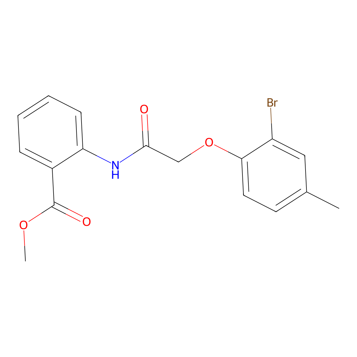 Methyl 2-{[(2-bromo-4-methylphenoxy)acetyl]amino}benzoate molecular structure, CAS 301693-73-2