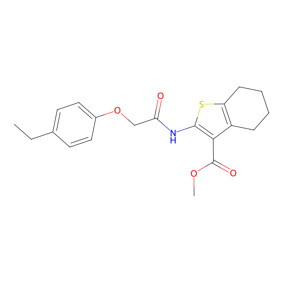 Methyl 2-{[(4-ethylphenoxy)acetyl]amino}-4,5,6,7-tetrahydro-1-benzothiophene-3-carboxylate molecular structure, CAS 301694-07-5