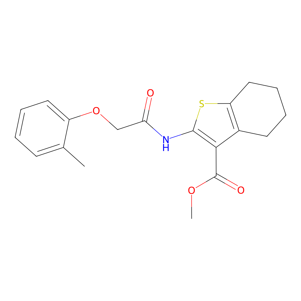 ME 2-(((2-ME-Phenoxy)AC)amino)-4,5,6,7-tetrahydro-1-benzothiophene-3-carboxylate molecular structure, CAS 301694-25-7