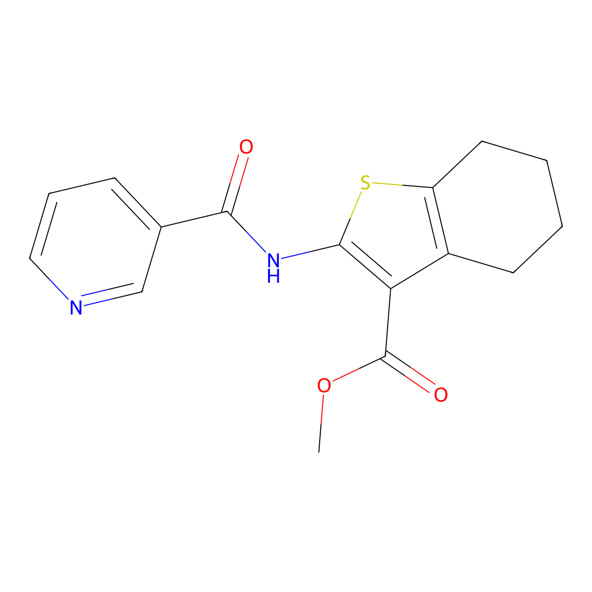 Methyl 2-[(3-pyridinylcarbonyl)amino]-4,5,6,7-tetrahydro-1-benzothiophene-3-carboxylate molecular structure, CAS 301694-34-8