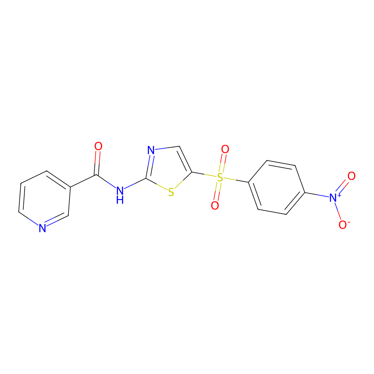 N-[5-(4-nitrophenyl)sulfonyl-1,3-thiazol-2-yl]pyridine-3-carboxamide molecular structure, CAS 301694-44-0