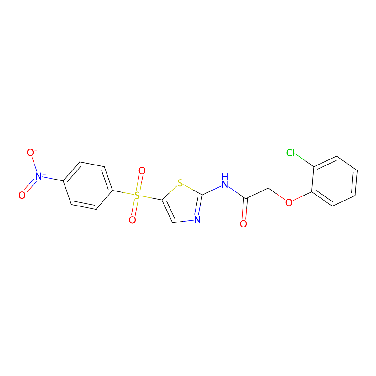 2-(2-chlorophenoxy)-N-[5-(4-nitrophenyl)sulfonyl-1,3-thiazol-2-yl]acetamide molecular structure, CAS 301694-50-8