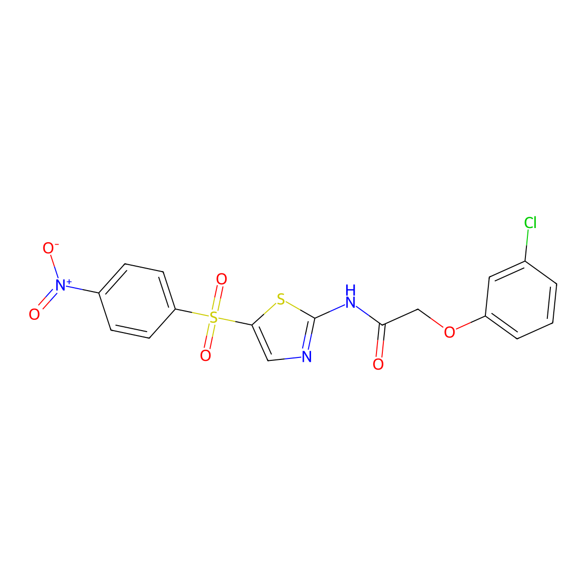 2-(3-chlorophenoxy)-N-{5-[(4-nitrophenyl)sulfonyl]-1,3-thiazol-2-yl}acetamide molecular structure, CAS 301694-52-0