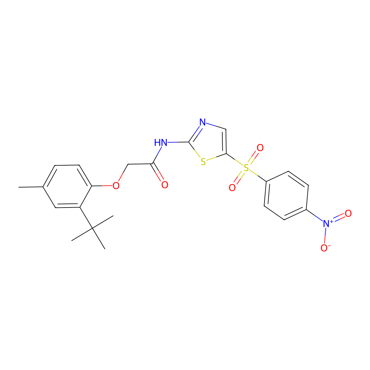 2-(2-tert-butyl-4-methylphenoxy)-N-[5-(4-nitrophenyl)sulfonyl-1,3-thiazol-2-yl]acetamide molecular structure, CAS 301694-54-2