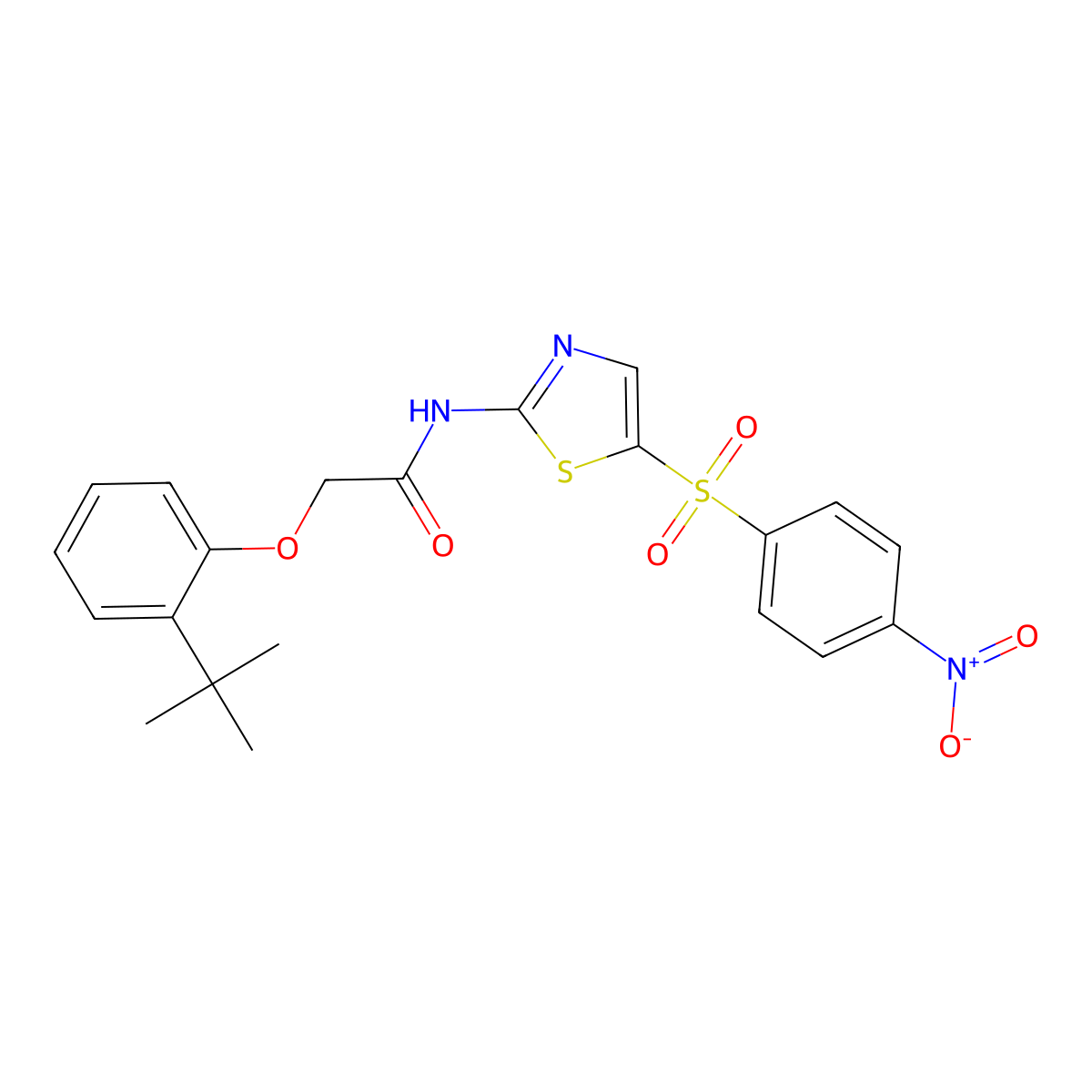 2-(2-tert-butylphenoxy)-N-[5-(4-nitrophenyl)sulfonyl-1,3-thiazol-2-yl]acetamide molecular structure, CAS 301694-56-4