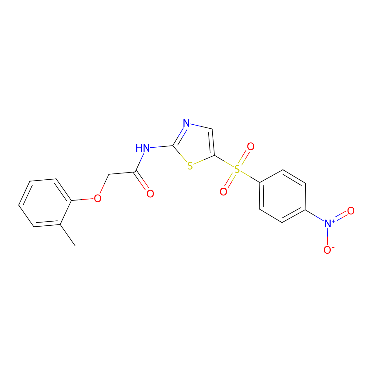 2-(2-methylphenoxy)-N-[5-(4-nitrophenyl)sulfonyl-1,3-thiazol-2-yl]acetamide molecular structure, CAS 301694-58-6