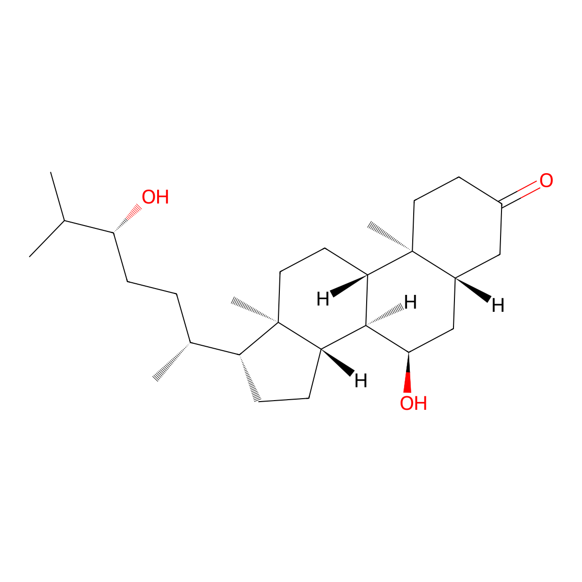 Cholestan-3-one, 7,24-dihydroxy-, (5a,7a,24R)- molecular structure, CAS 301695-61-4