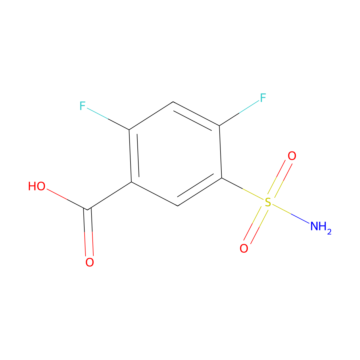 2,4-Difluoro-5-sulfamyl-benzoic acid molecular structure, CAS 30170-04-8