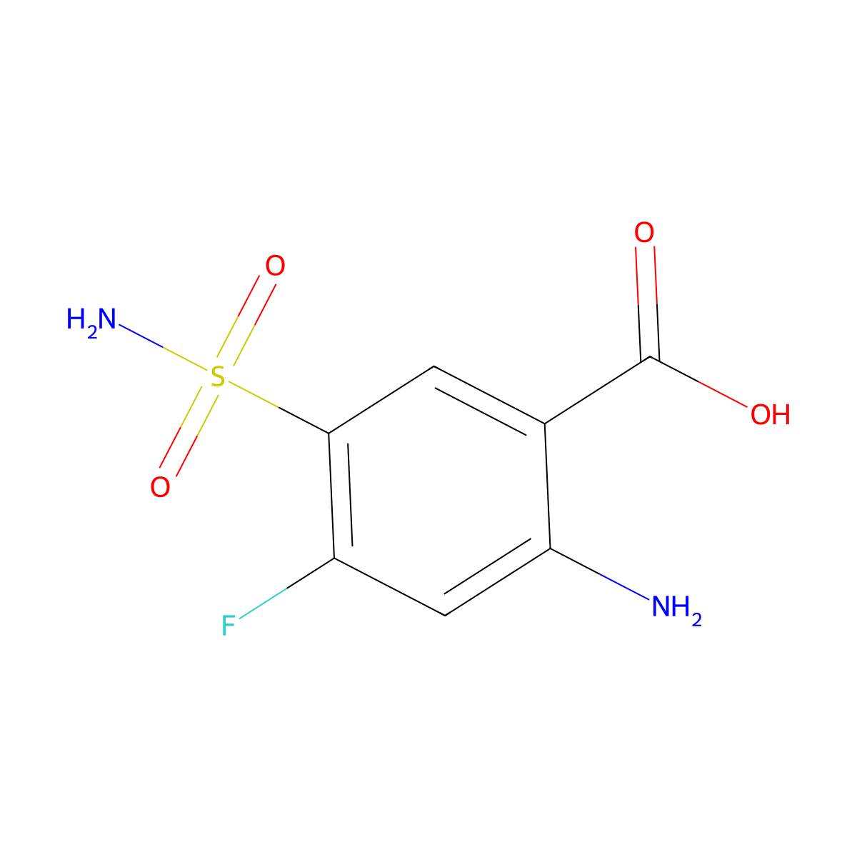 2-amino-5-(aminosulfonyl)-4-fluoro-Benzoic acid molecular structure, CAS 30170-10-6