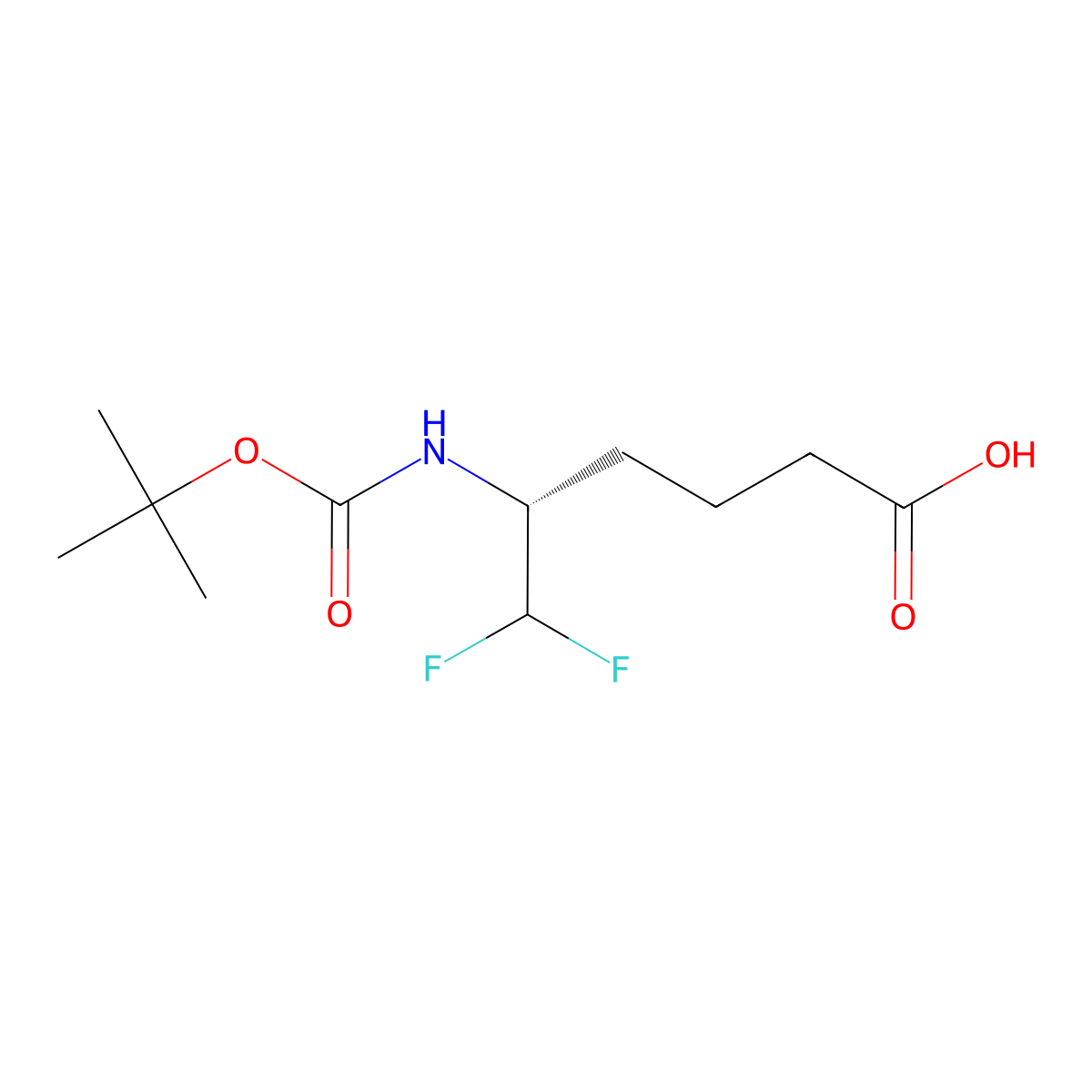 (5R)-5-{[(tert-butoxy)carbonyl]amino}-6,6-difluorohexanoic acid molecular structure, CAS 3017120-12-3