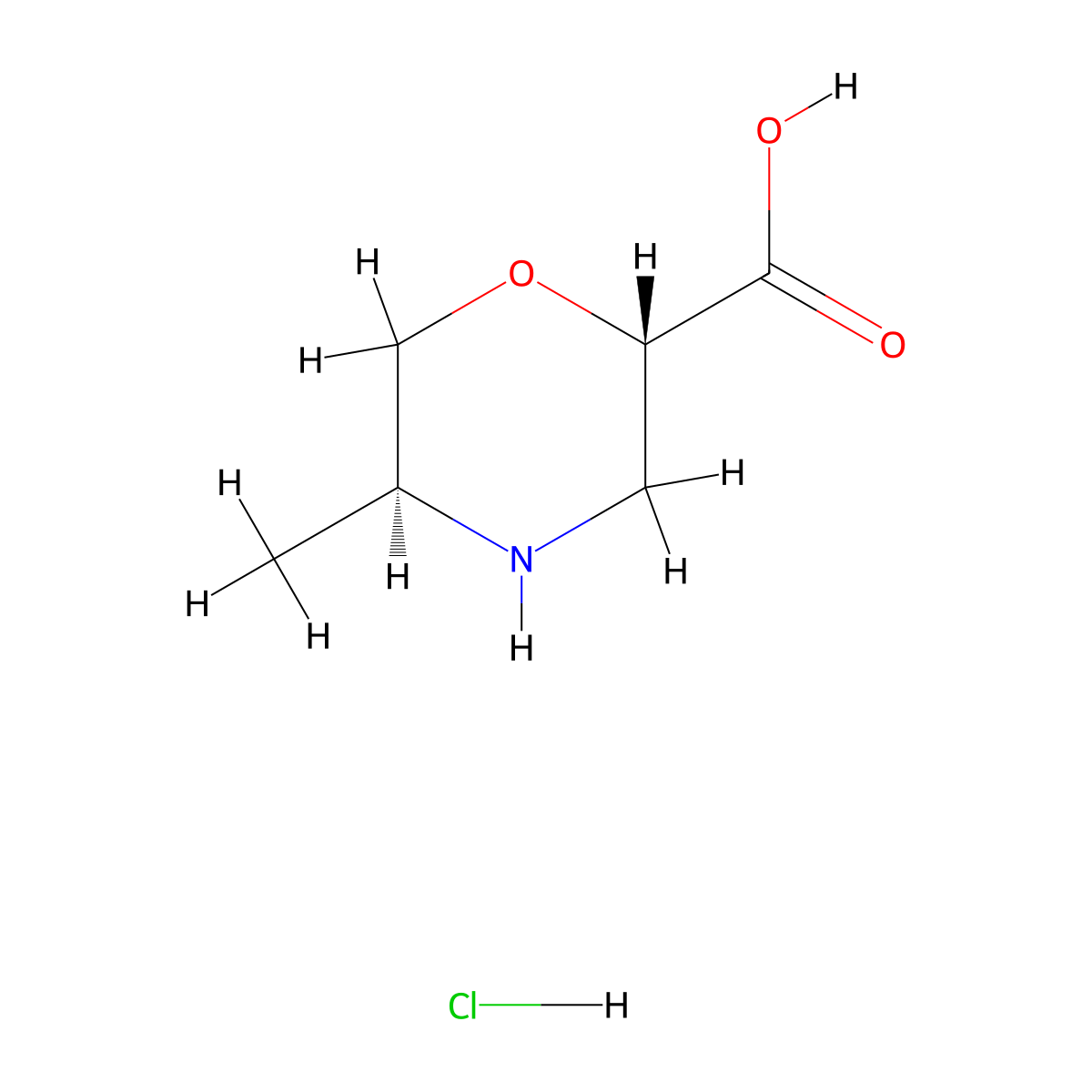 (2S,5S)-5-Methylmorpholine-2-carboxylic acid hydrochloride molecular structure, CAS 3017120-14-5