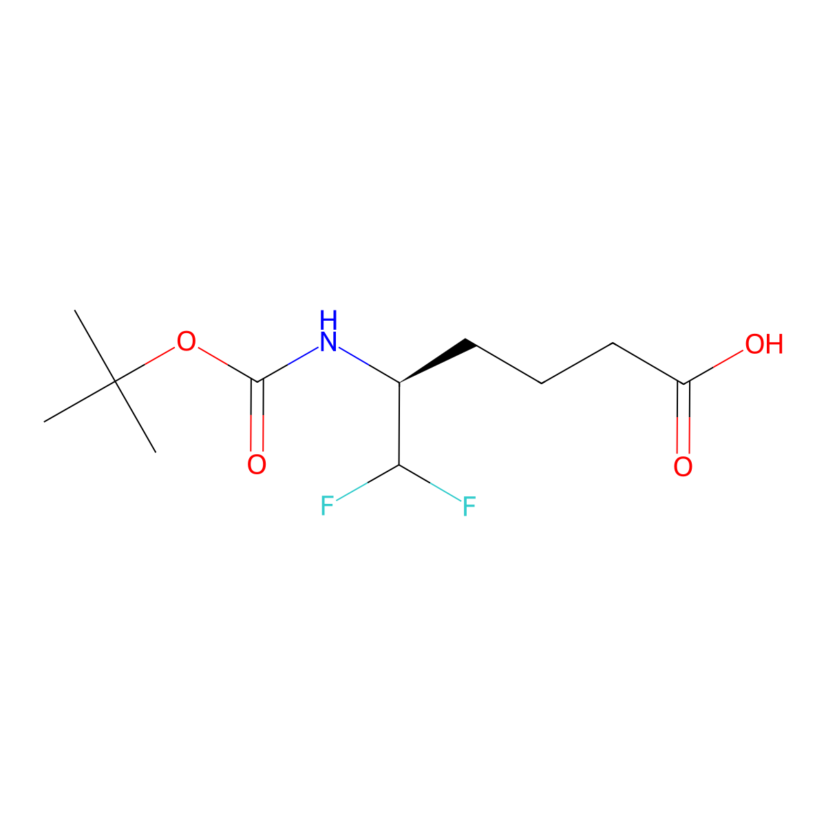 (5S)-5-{[(tert-butoxy)carbonyl]amino}-6,6-difluorohexanoic acid molecular structure, CAS 3017120-16-7