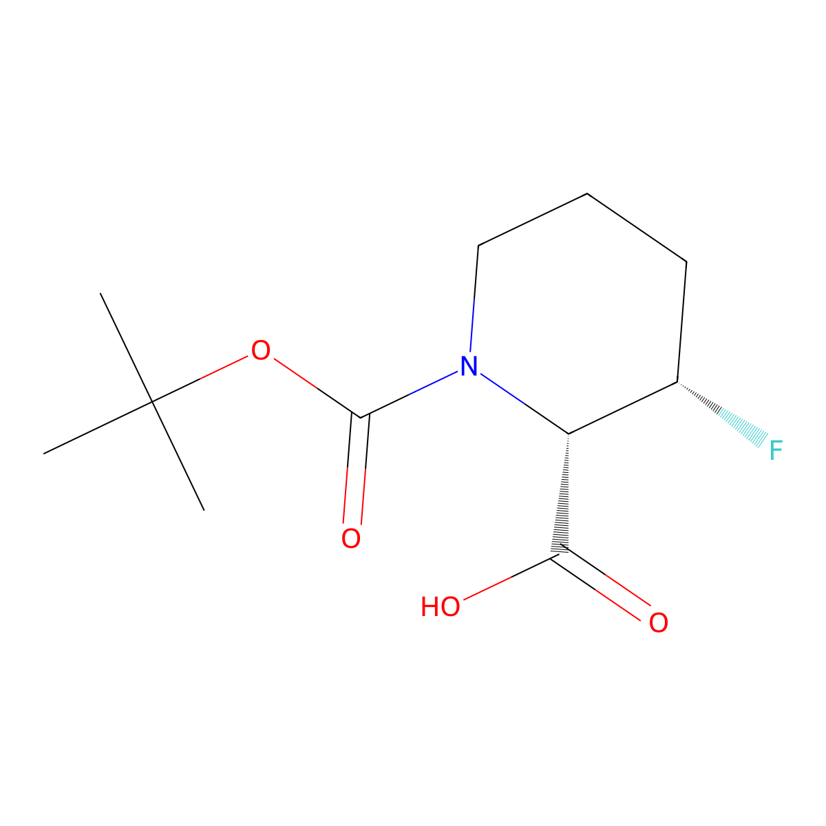 1-(Tert-butoxycarbonyl)-cis-3-fluoropiperidine-2-carboxylic acid molecular structure, CAS 3017120-25-8