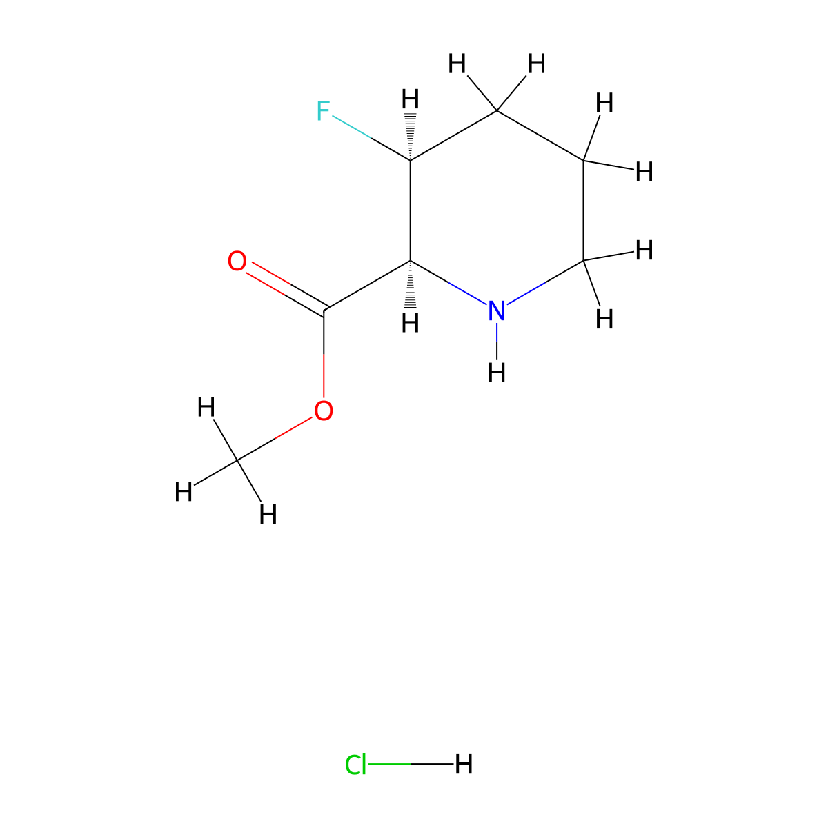 methyl (2S,3S)-3-fluoropiperidine-2-carboxylate hydrochloride molecular structure, CAS 3017120-37-2