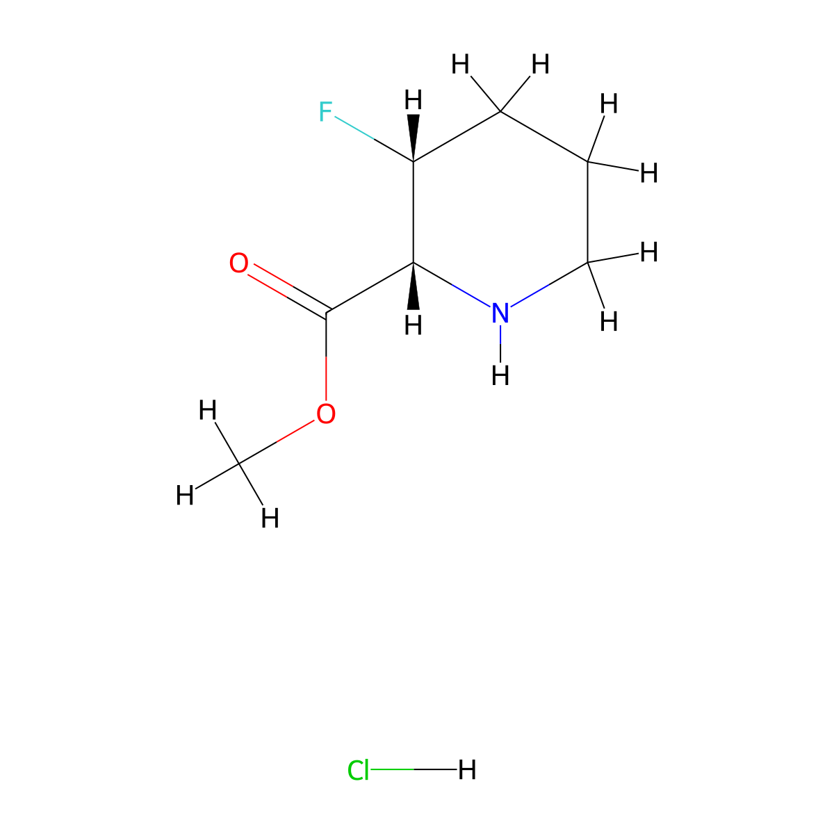 methyl (2R,3R)-3-fluoropiperidine-2-carboxylate hydrochloride molecular structure, CAS 3017120-56-5