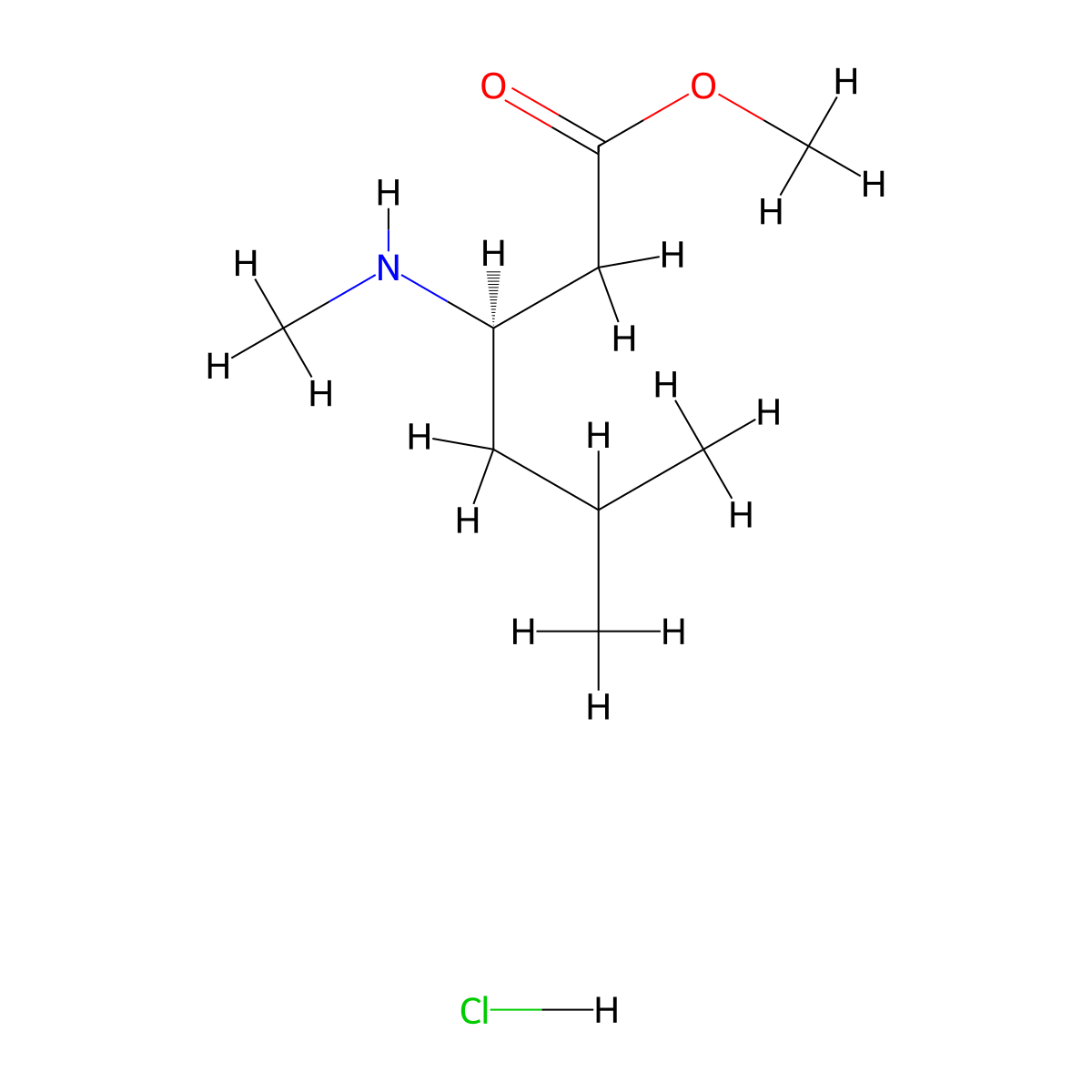methyl (3R)-5-methyl-3-(methylamino)hexanoate hydrochloride molecular structure, CAS 3017120-66-7