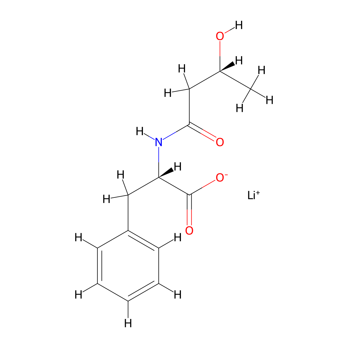 ((R)-3-Hydroxybutanoyl)-L-phenylalanine (lithium) molecular structure, CAS 3017120-68-9