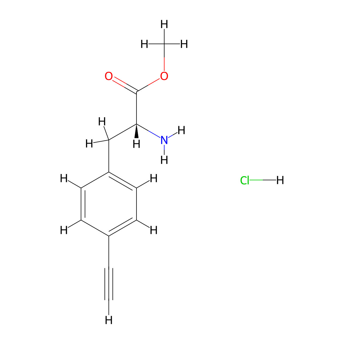 methyl (2R)-2-amino-3-(4-ethynylphenyl)propanoate hydrochloride molecular structure, CAS 3017120-75-8