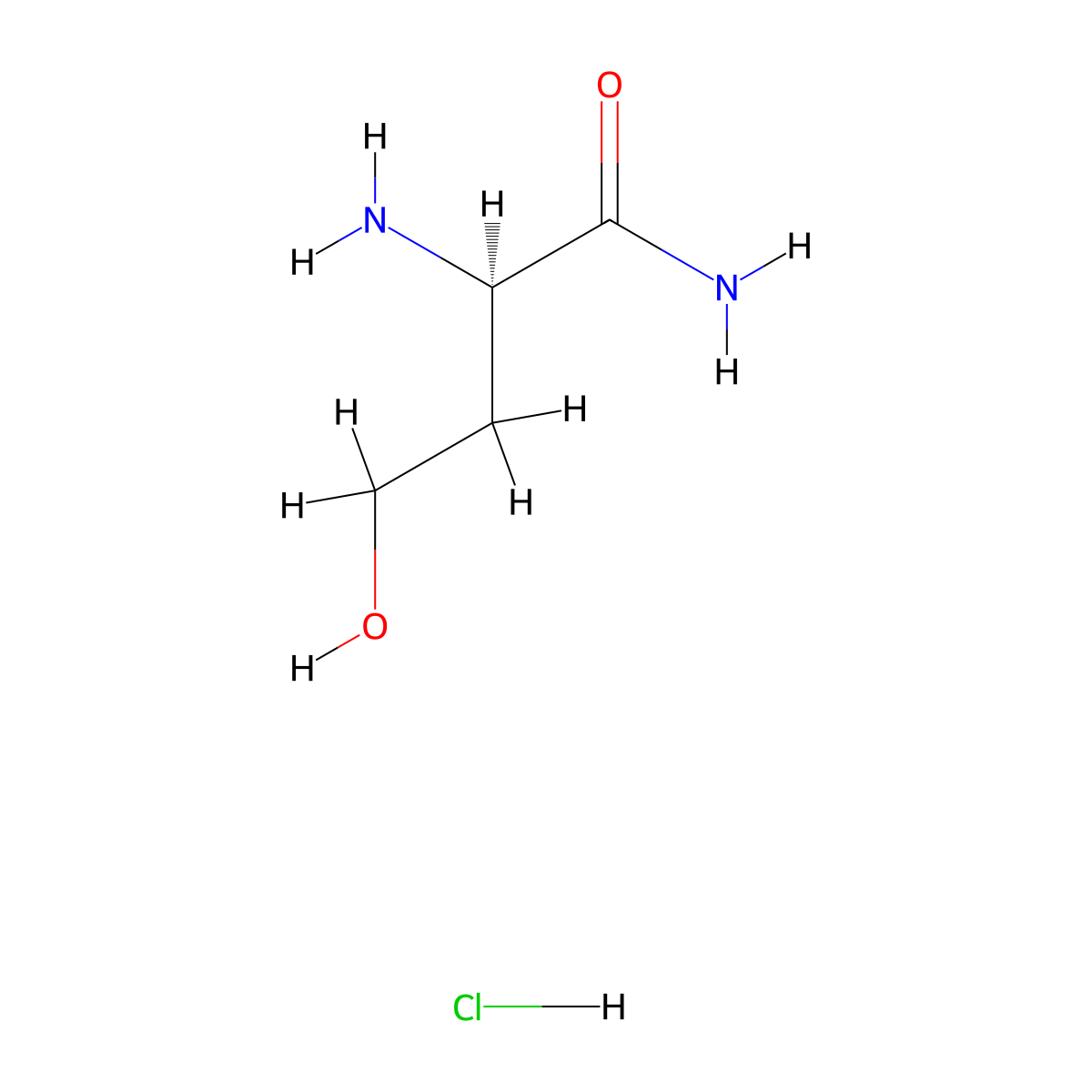 (2R)-2-amino-4-hydroxybutanamide hydrochloride molecular structure, CAS 3017120-88-3