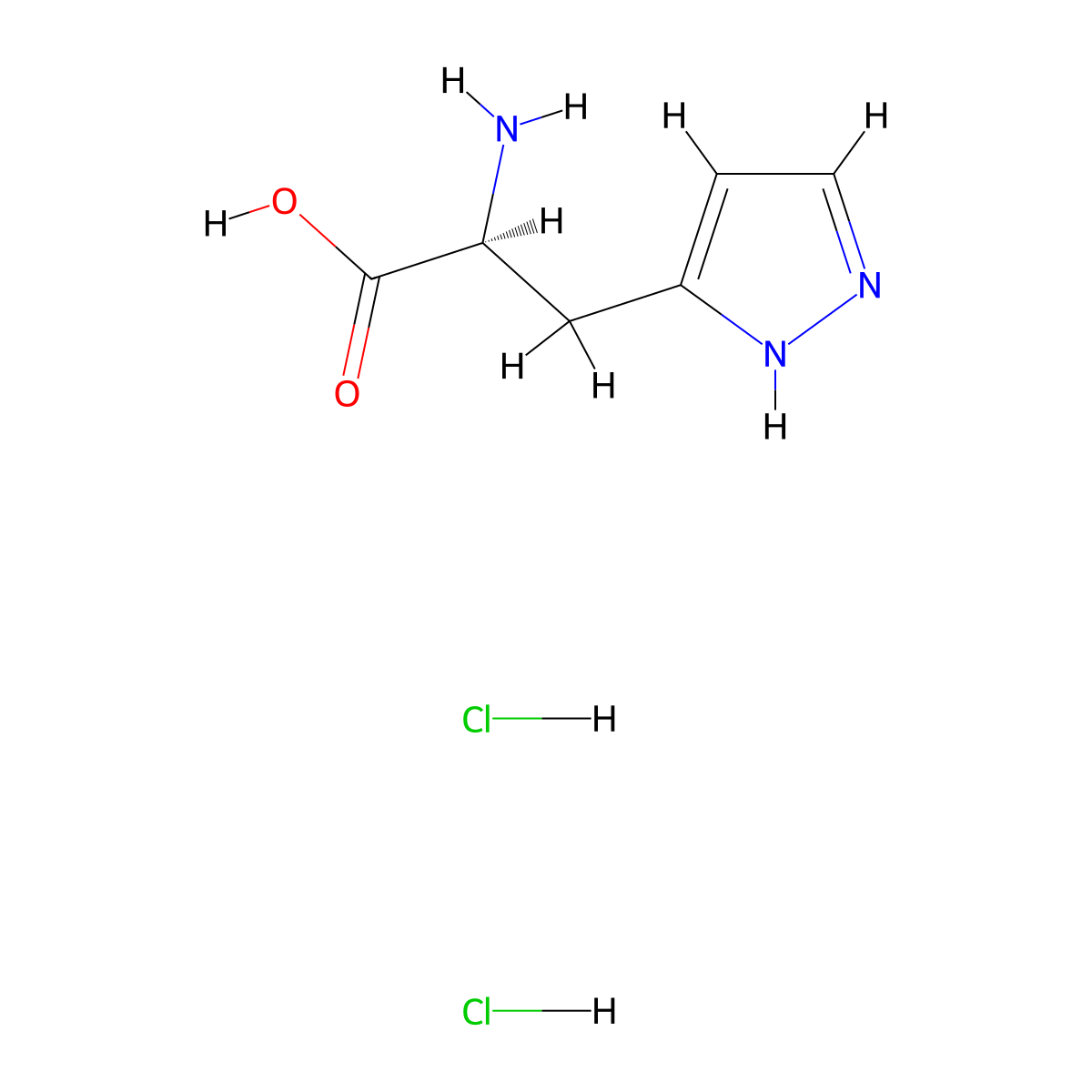 (2S)-2-amino-3-(1H-pyrazol-3-yl)propanoic acid dihydrochloride molecular structure, CAS 3017120-90-7