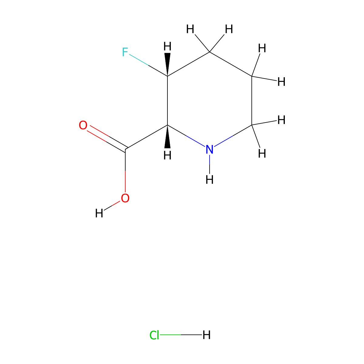 (2R,3R)-3-fluoropiperidine-2-carboxylic acid hydrochloride molecular structure, CAS 3017120-92-9