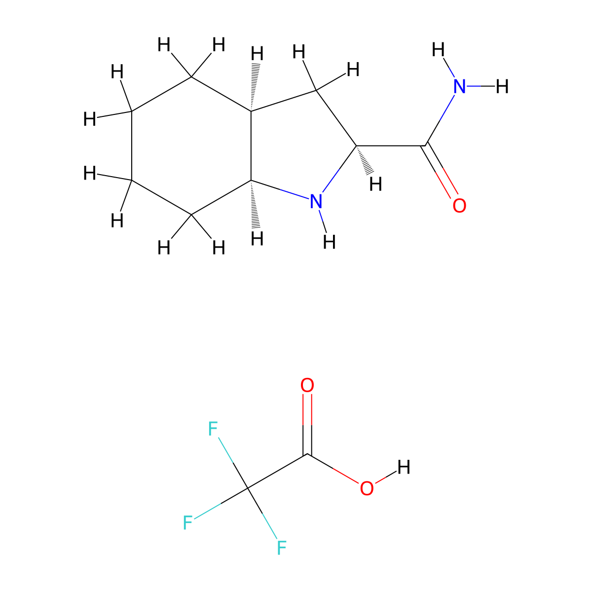 rac-(2S,3aS,7aS)-octahydro-1H-indole-2-carboxamide, trifluoroacetic acid molecular structure, CAS 3017120-95-2