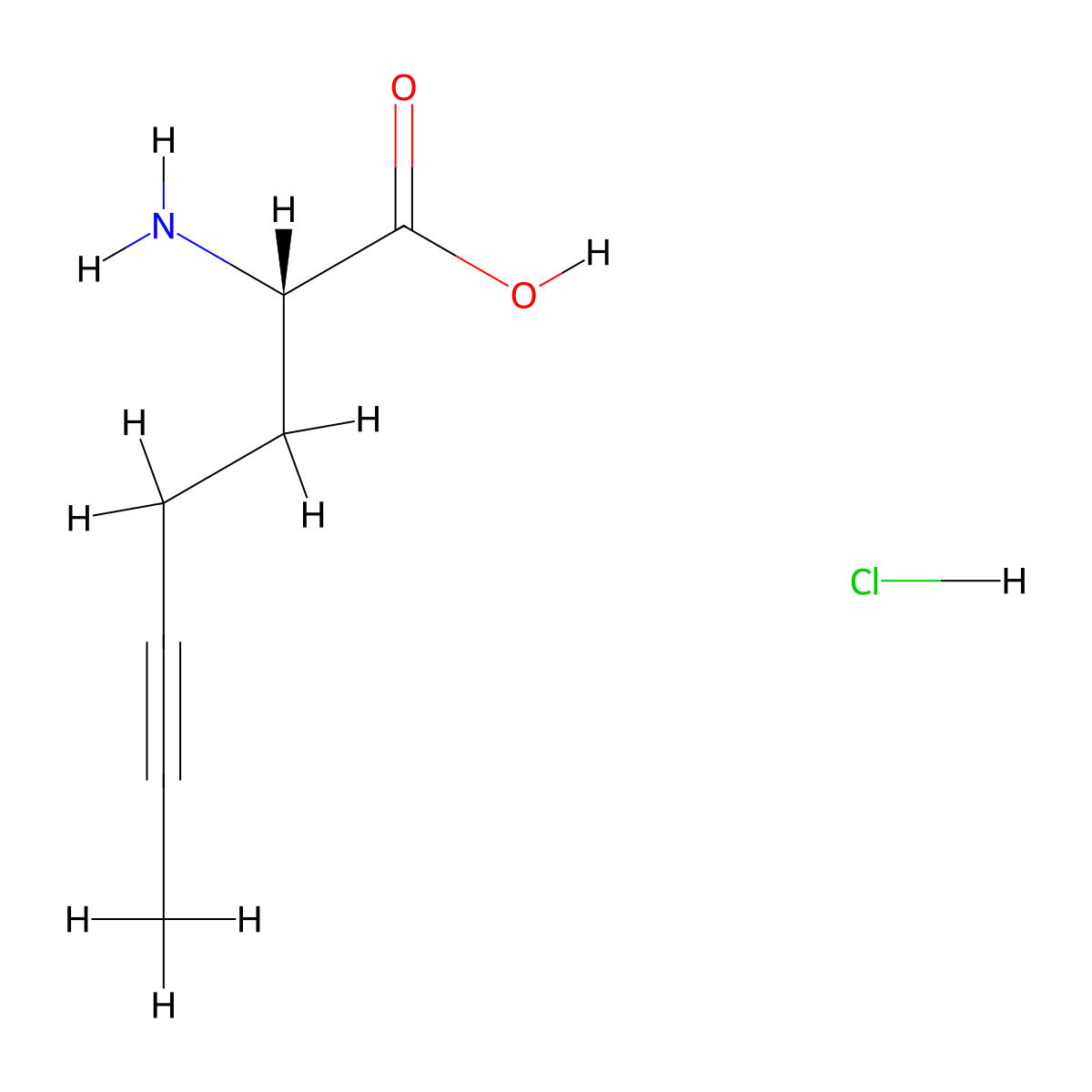 (2S)-2-aminohept-5-ynoic acid hydrochloride molecular structure, CAS 3017120-96-3