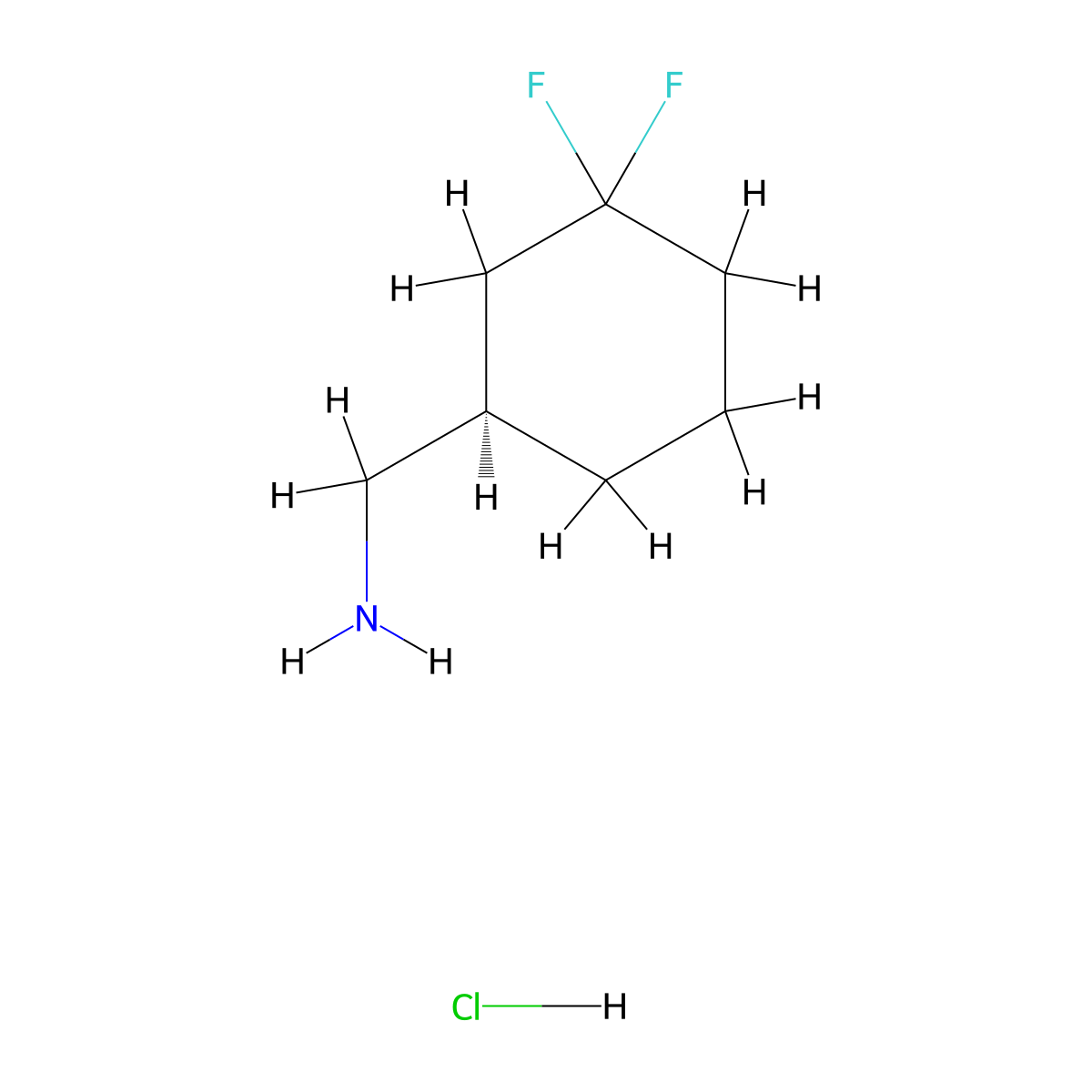 1-[(1R)-3,3-difluorocyclohexyl]methanamine hydrochloride molecular structure, CAS 3017120-99-6