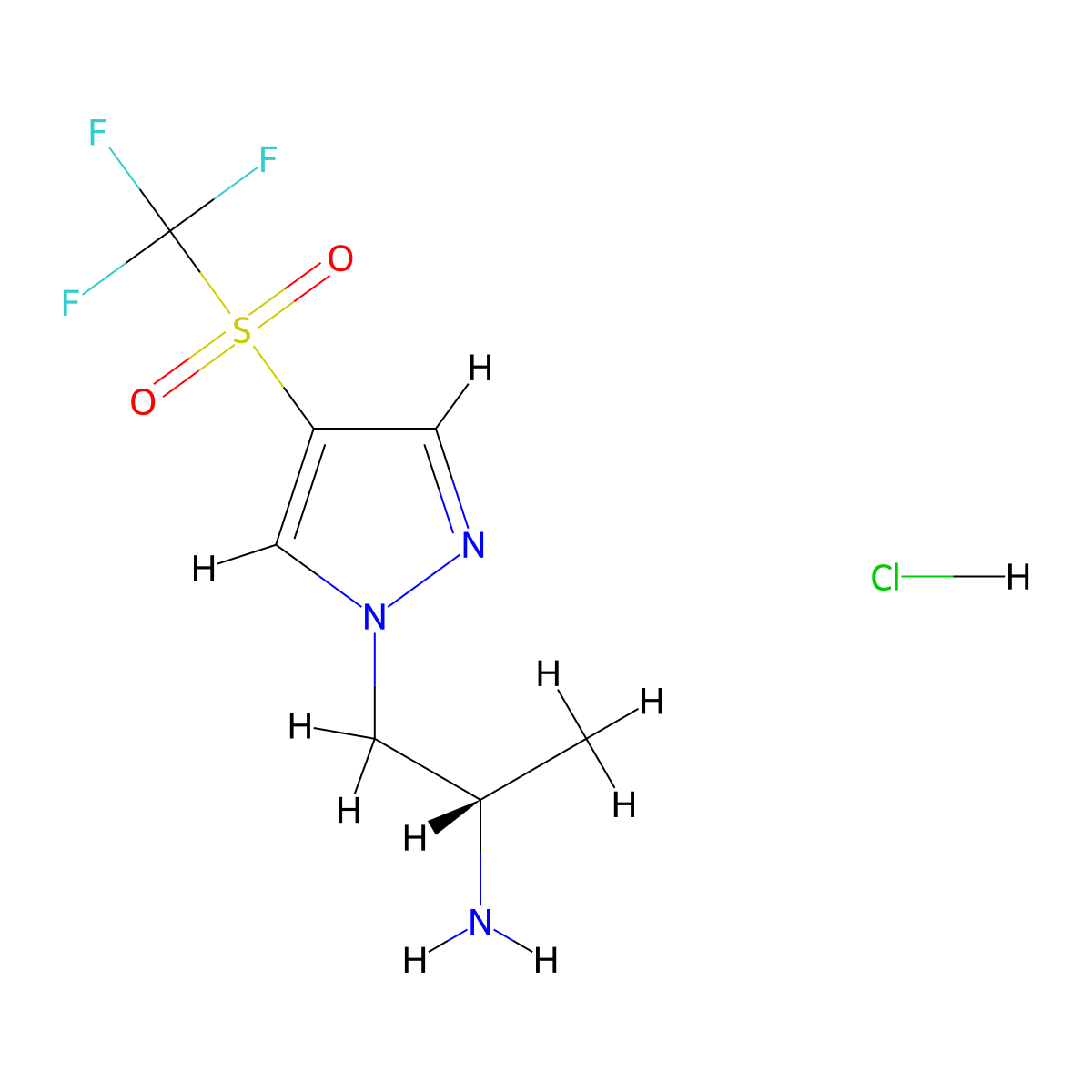 (2S)-1-(4-trifluoromethanesulfonyl-1H-pyrazol-1-yl)propan-2-amine hydrochloride molecular structure, CAS 3017121-02-4