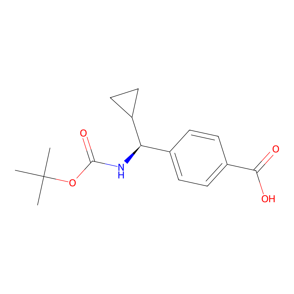 4-[(S)-{[(tert-butoxy)carbonyl]amino}(cyclopropyl)methyl]benzoic acid molecular structure, CAS 3017121-14-8