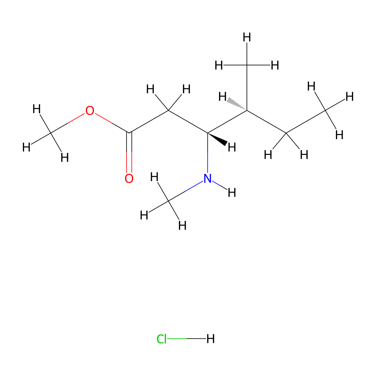 methyl (3R,4S)-4-methyl-3-(methylamino)hexanoate hydrochloride molecular structure, CAS 3017121-15-9