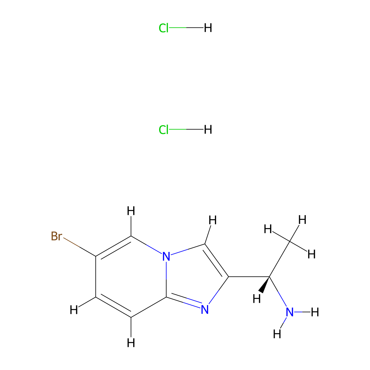 (1S)-1-{6-bromoimidazo[1,2-a]pyridin-2-yl}ethan-1-amine dihydrochloride molecular structure, CAS 3017121-35-3
