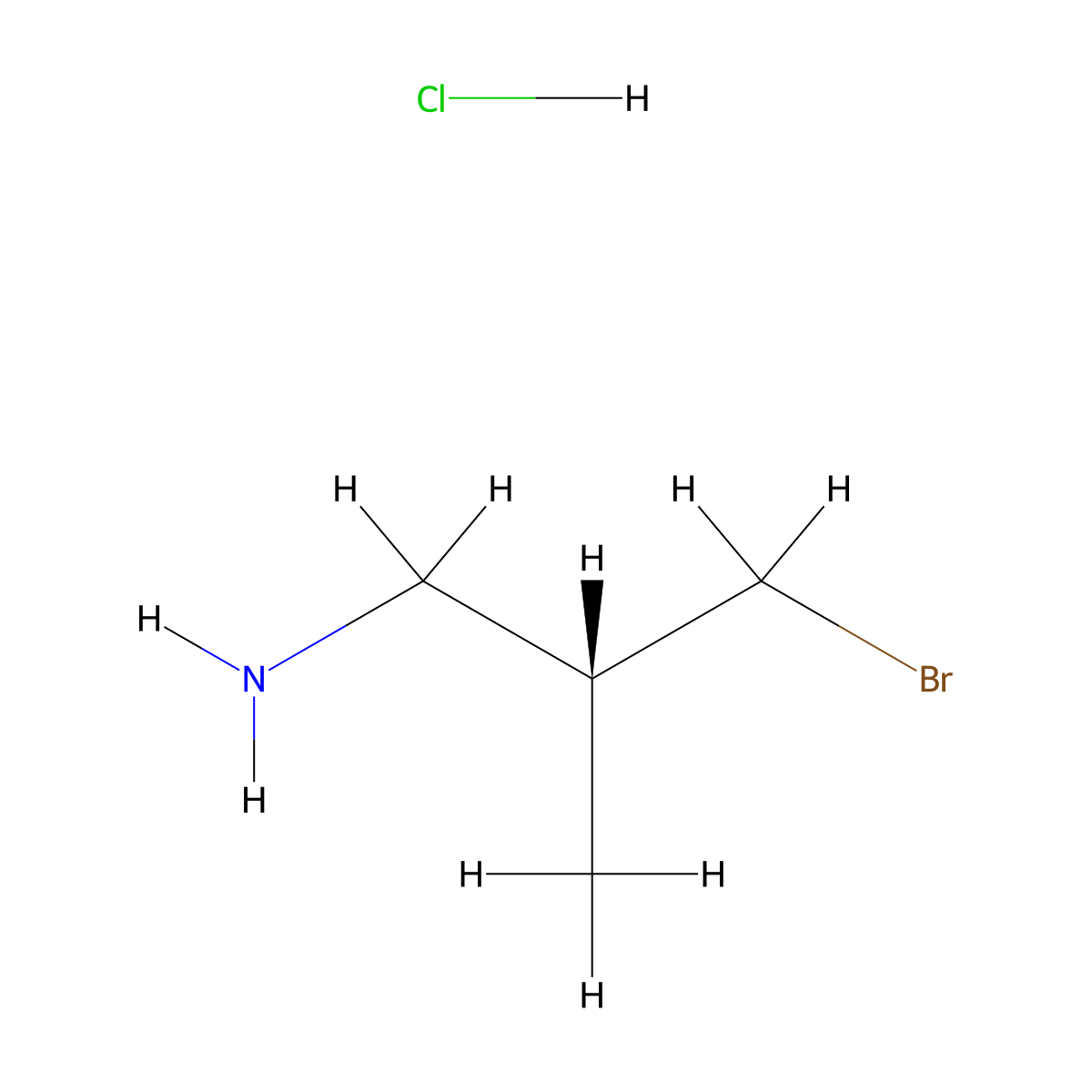 (2R)-3-bromo-2-methylpropan-1-amine hydrochloride molecular structure, CAS 3017121-36-4