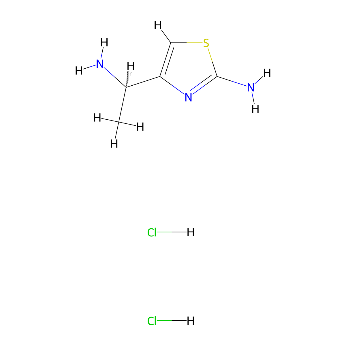 4-[(1R)-1-aminoethyl]-1,3-thiazol-2-amine dihydrochloride molecular structure, CAS 3017121-38-6