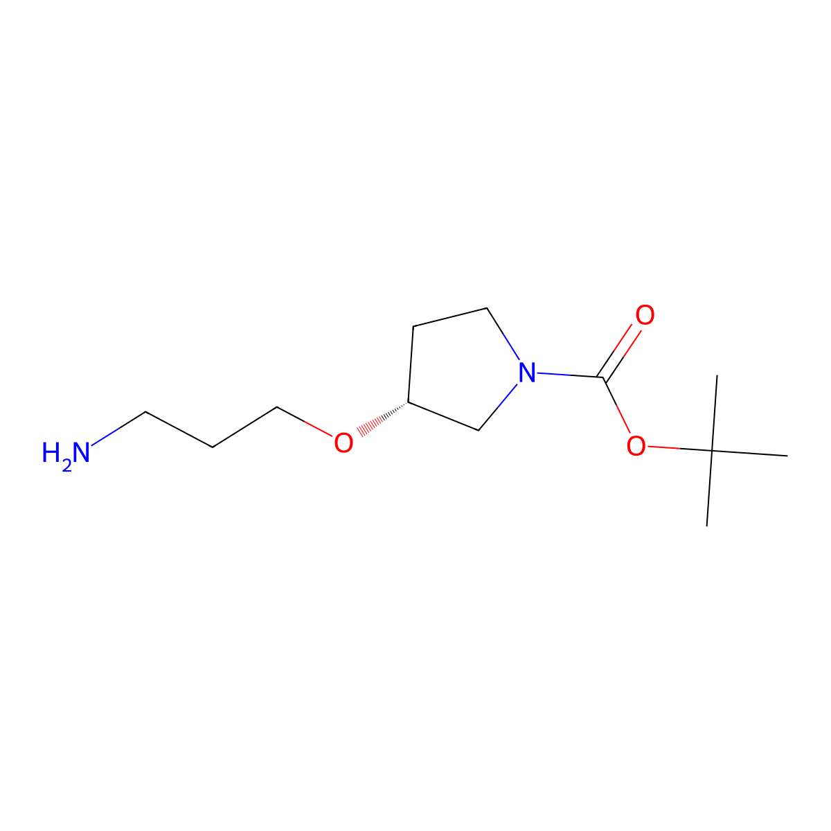 tert-butyl (3R)-3-(3-aminopropoxy)pyrrolidine-1-carboxylate molecular structure, CAS 3017121-47-7