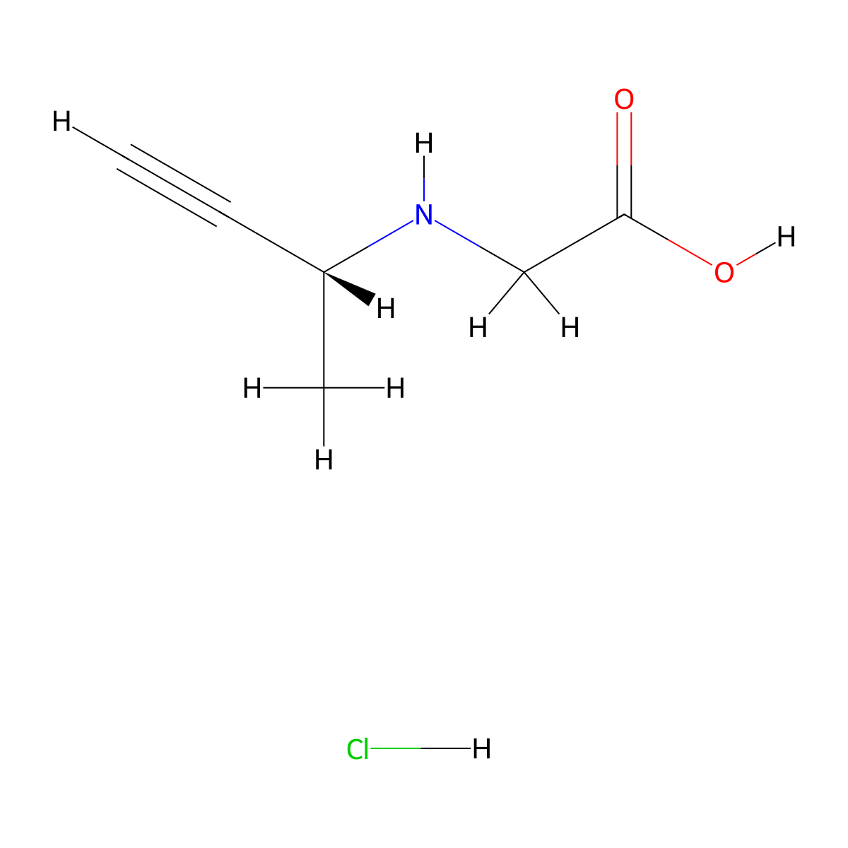 2-{[(2R)-but-3-yn-2-yl]amino}acetic acid hydrochloride molecular structure, CAS 3017121-53-5