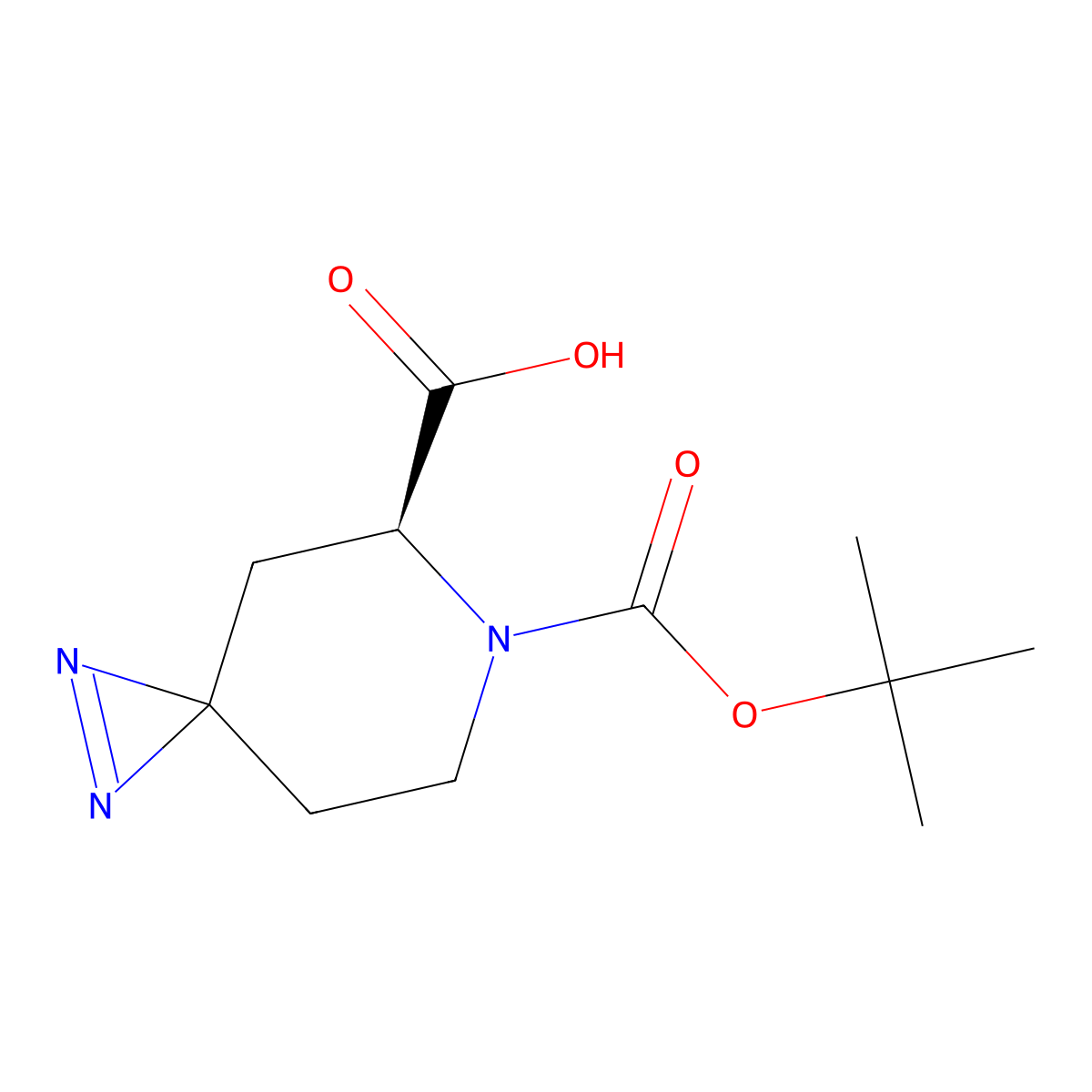 (5S)-6-[(tert-butoxy)carbonyl]-1,2,6-triazaspiro[2.5]oct-1-ene-5-carboxylic acid molecular structure, CAS 3017121-65-9