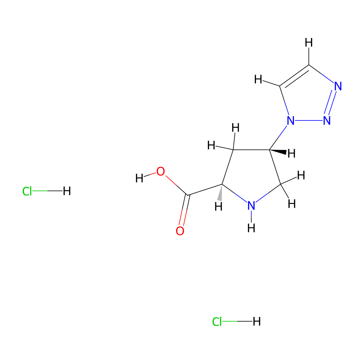 (2R,4S)-4-(1H-1,2,3-triazol-1-yl)pyrrolidine-2-carboxylic acid dihydrochloride molecular structure, CAS 3017121-76-2