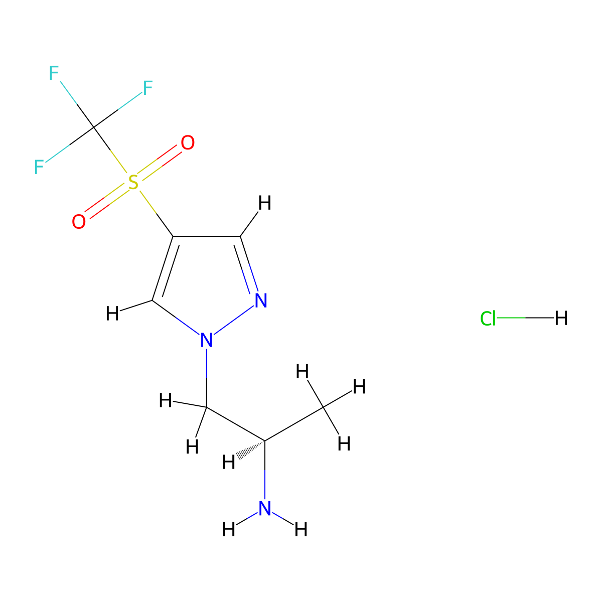 (2R)-1-(4-trifluoromethanesulfonyl-1H-pyrazol-1-yl)propan-2-amine hydrochloride molecular structure, CAS 3017121-99-9